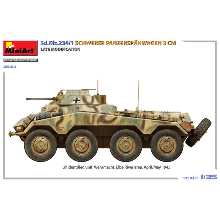 Sd.Kfz.234/1 Schwerer Panzerspähwagen (2 cm), Late modification, 6 versions - MiniArt 35413 - 1/35