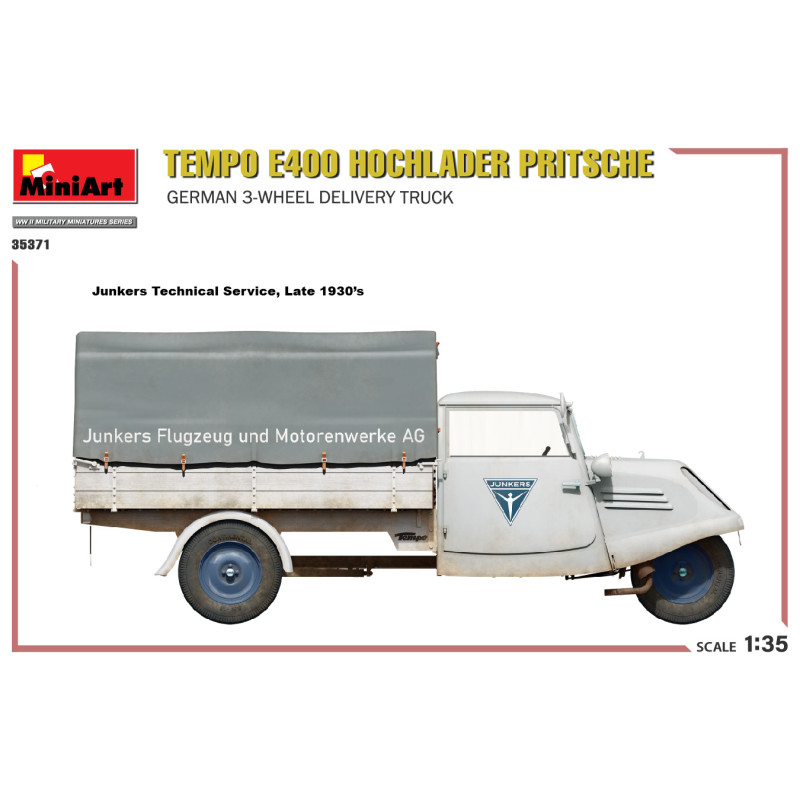 Tempo E400 Hochlader Pritsche. Camion de livraison allemand à 3 roues, 4 versions - MiniArt 35371 - 1/35