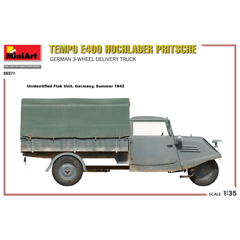 Tempo E400 Hochlader Pritsche. Camion de livraison allemand à 3 roues, 4 versions - MiniArt 35371 - 1/35