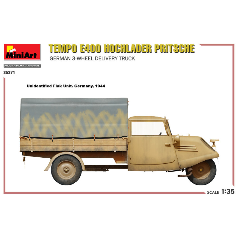 Tempo E400 Hochlader Pritsche. Camion de livraison allemand à 3 roues, 4 versions - MiniArt 35371 - 1/35