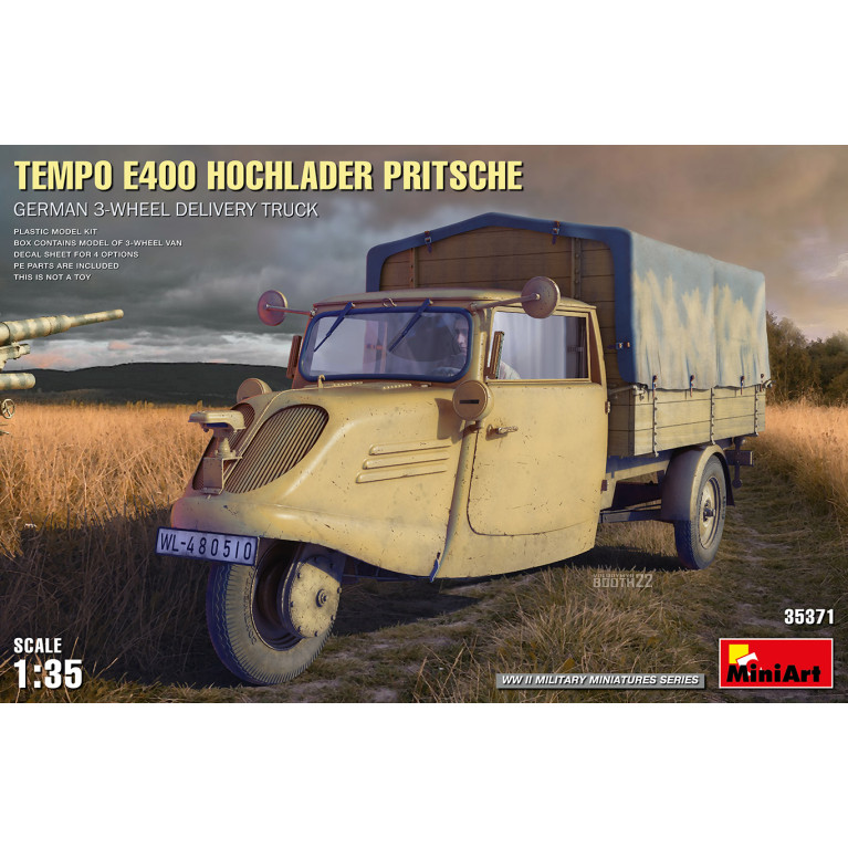 Tempo E400 Hochlader Pritsche. Camion de livraison allemand à 3 roues, 4 versions - MiniArt 35371 - 1/35