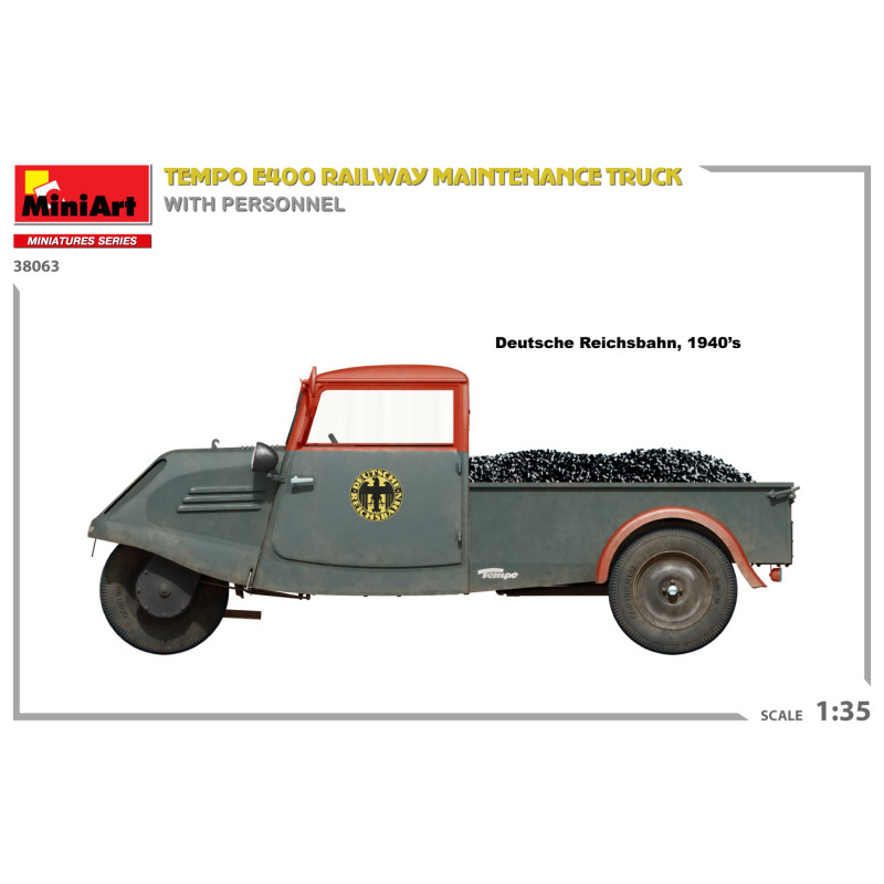 Tempo E400 Camion de maintenance ferroviaire, 4 figurines - MiniArt 38063 - 1/35