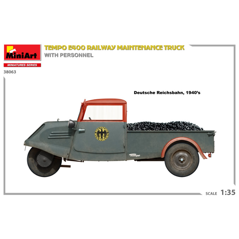 Tempo E400 Camion de maintenance ferroviaire, 4 figurines - MiniArt 38063 - 1/35