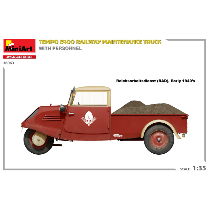 Tempo E400 Camion de maintenance ferroviaire, 4 figurines - MiniArt 38063 - 1/35