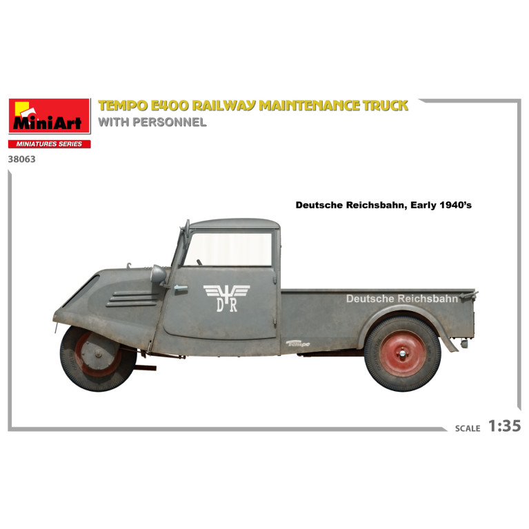 Tempo E400 Camion de maintenance ferroviaire, 4 figurines - MiniArt 38063 - 1/35