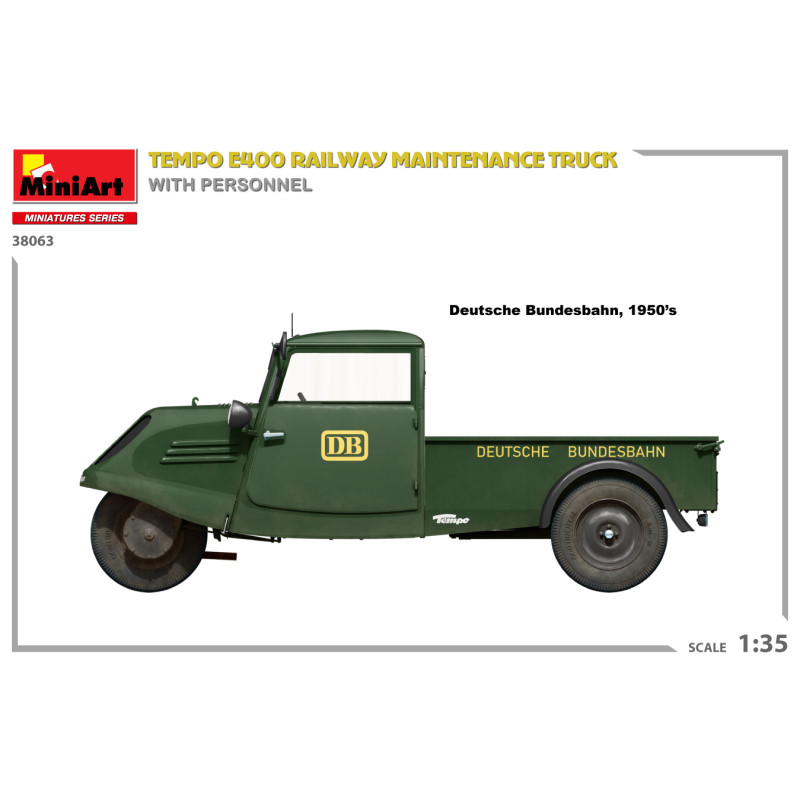 Tempo E400 Camion de maintenance ferroviaire, 4 figurines - MiniArt 38063 - 1/35