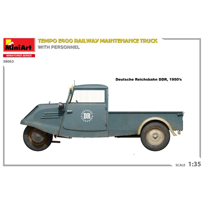 Tempo E400 Camion de maintenance ferroviaire, 4 figurines - MiniArt 38063 - 1/35