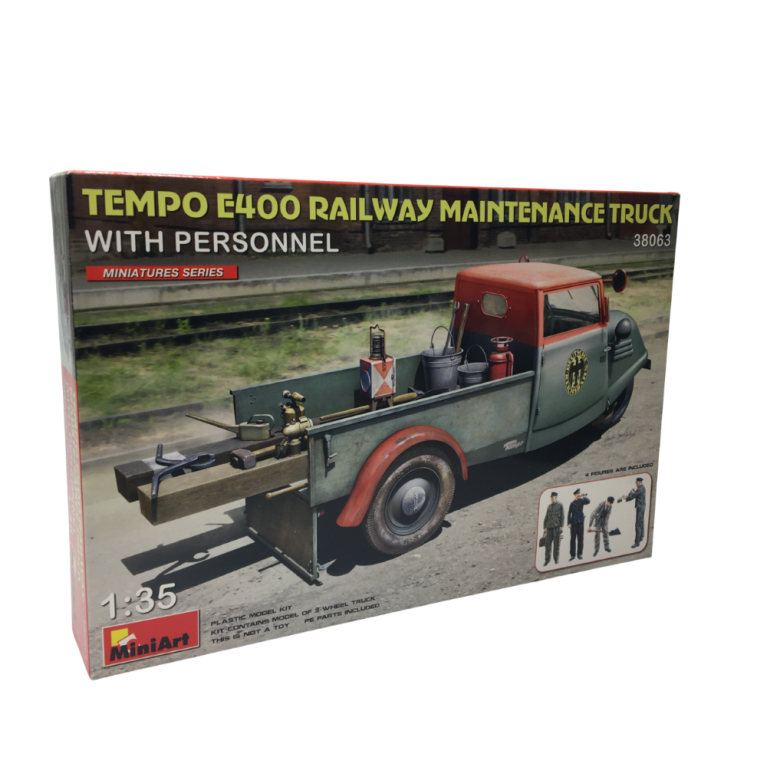 Tempo E400 Camion de maintenance ferroviaire, 4 figurines - MiniArt 38063 - 1/35