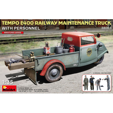 Tempo E400 Camion de maintenance ferroviaire, 4 figurines - MiniArt 38063 - 1/35