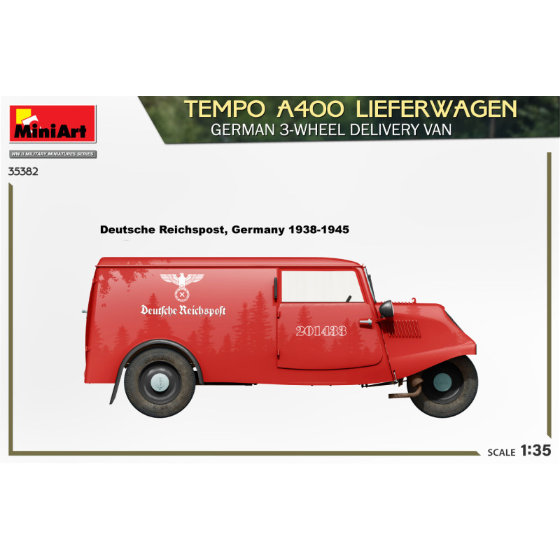 Tempo A400 fourgon de livraison allemand à 3 roues, 5 versions - MiniArt 35382 - 1/35