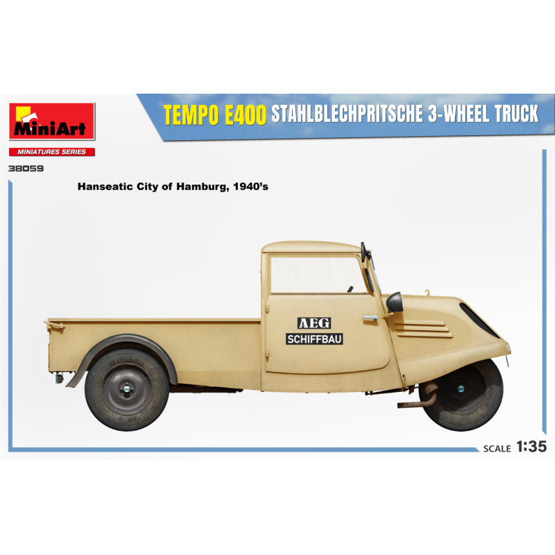 Tempo E400 Camion à 3 roues avec plateforme de fer, 5 versions  - MiniArt 38059 - 1/35