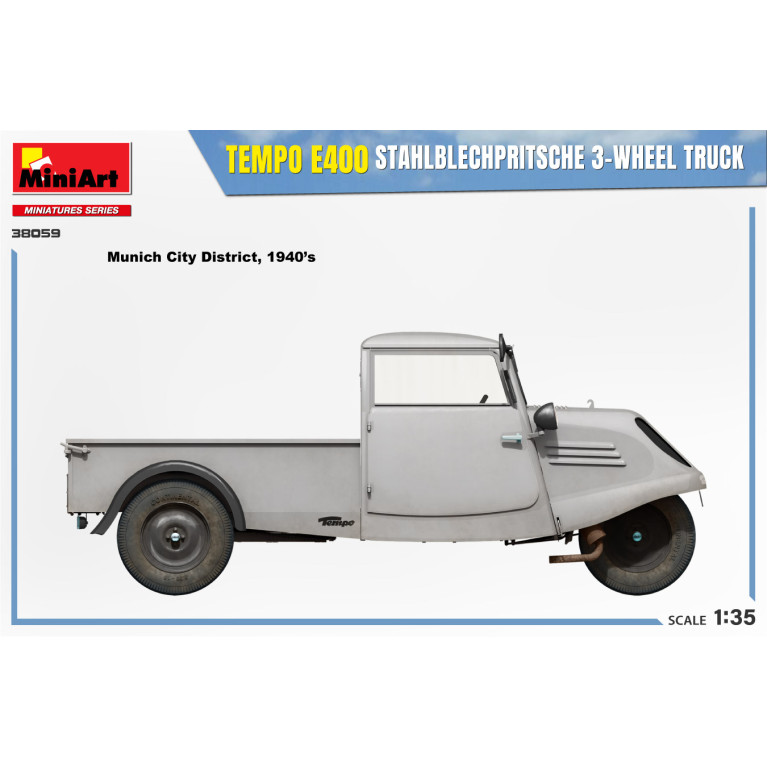 Tempo E400 Camion à 3 roues avec plateforme de fer, 5 versions  - MiniArt 38059 - 1/35