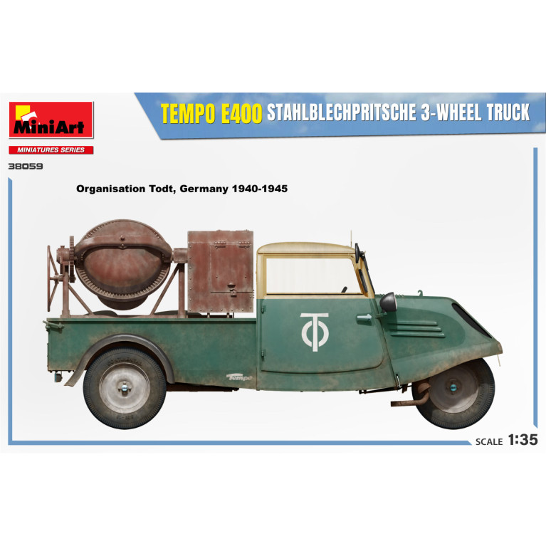 Tempo E400 Camion à 3 roues avec plateforme de fer, 5 versions  - MiniArt 38059 - 1/35
