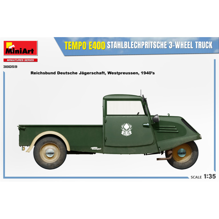 Tempo E400 Camion à 3 roues avec plateforme de fer, 5 versions  - MiniArt 38059 - 1/35