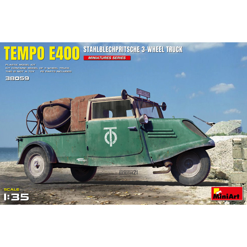 Tempo E400 Camion à 3 roues avec plateforme de fer, 5 versions  - MiniArt 38059 - 1/35