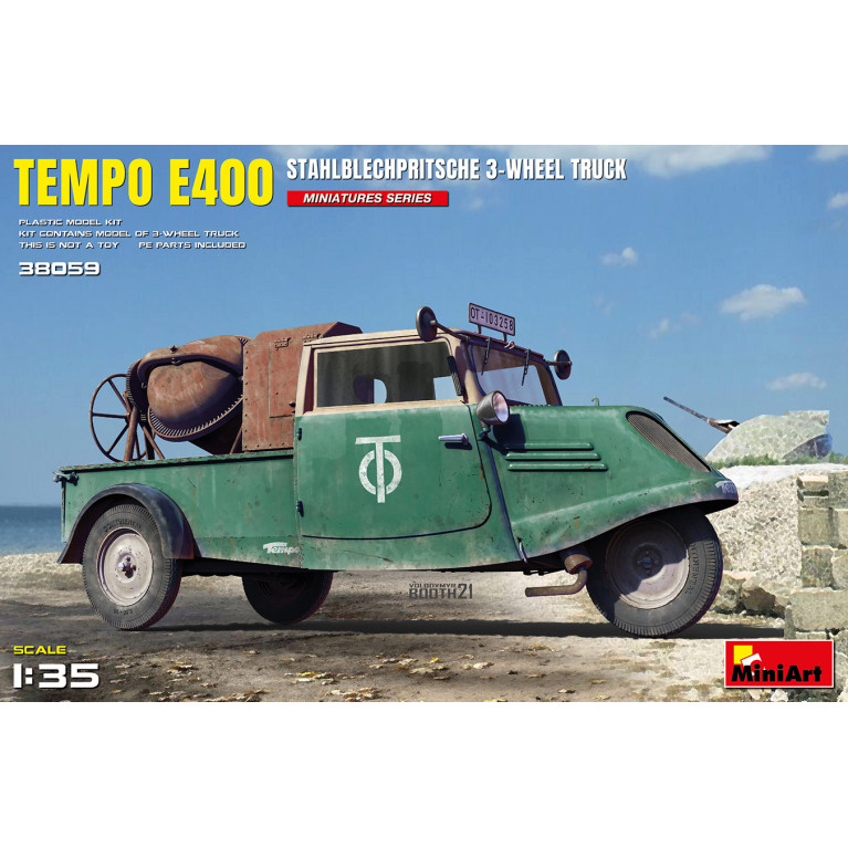 Tempo E400 Camion à 3 roues avec plateforme de fer, 5 versions  - MiniArt 38059 - 1/35