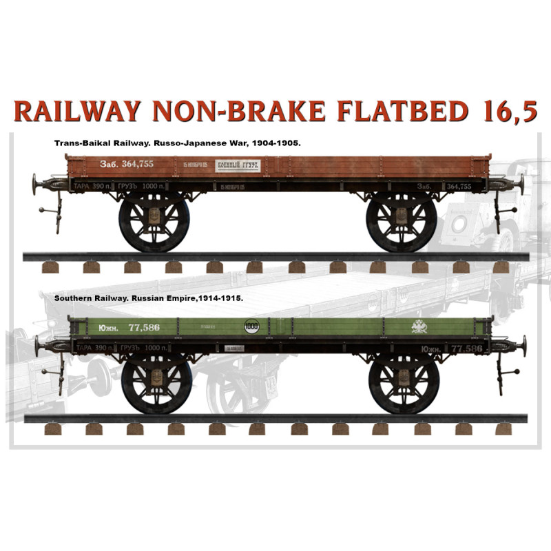 Plateforme ferroviaire sans frein 16.5t - MiniArt 39004 - 1/35