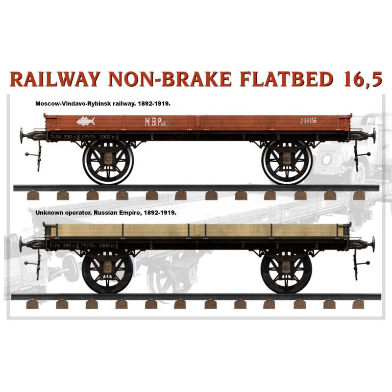 Plateforme ferroviaire sans frein 16.5t - MiniArt 39004 - 1/35