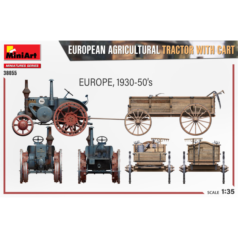 Tracteur agricole européen avec chariot - MiniArt 38055 - 1/35