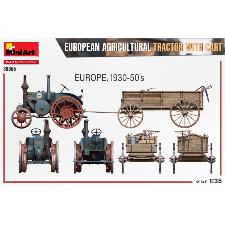 Tracteur agricole européen avec chariot - MiniArt 38055 - 1/35