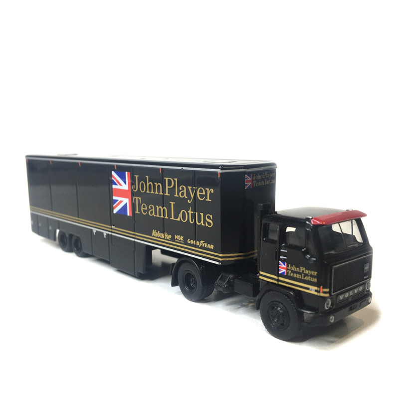 Camion Volvo F89 semi-remorque citerne, racing cars transport, John Player team Lotus - BREKINA 85681 - HO 1/87