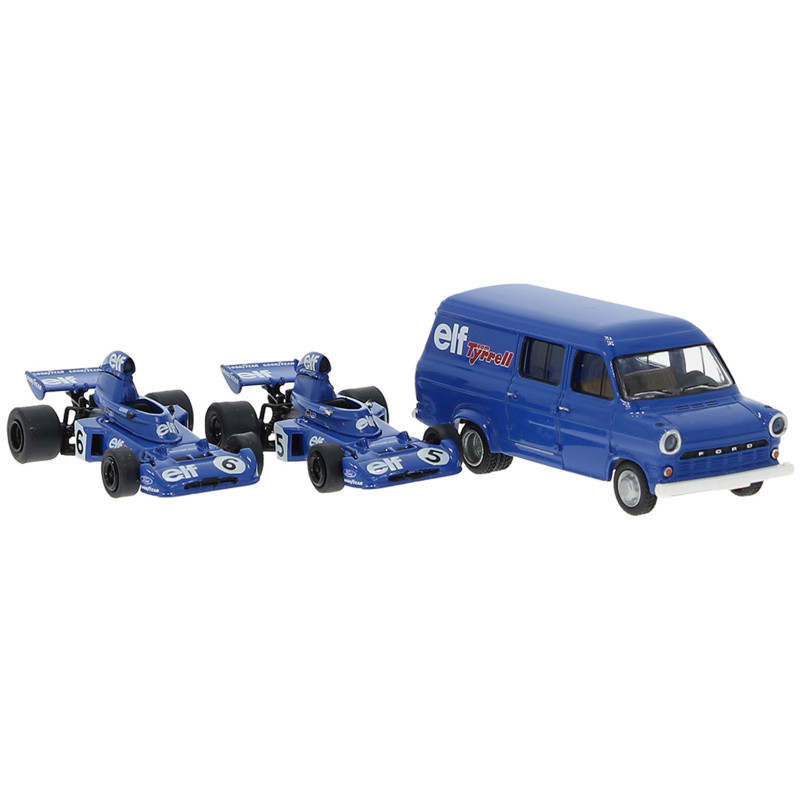 Coffret Tyrrel, 2 voitures de course et Ford Transit, 1973 - BREKINA 22871 - HO 1/87