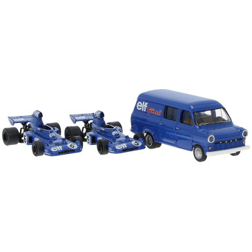 Coffret Tyrrel, 2 voitures de course et Ford Transit, 1973 - BREKINA 22871 - HO 1/87