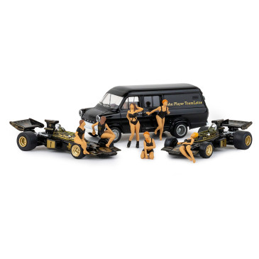 Ensemble Lotus 72, Ford, formule 1 et 6 figurines, Nürburgring, 1974 - BREKINA 22889 - HO 1/87
