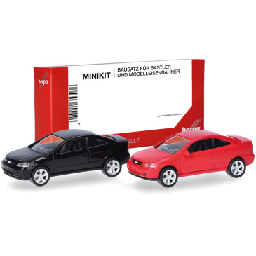 MiniKit Opel coup, noir et rouge, 2000 - HERPA 014106 - HO 1/87