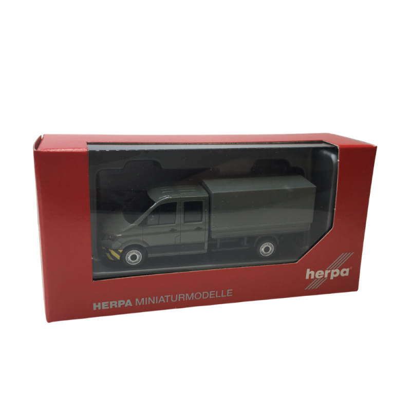 MAN TGE double cabine avec plateforme, gris - HERPA 098328 - HO 1/87