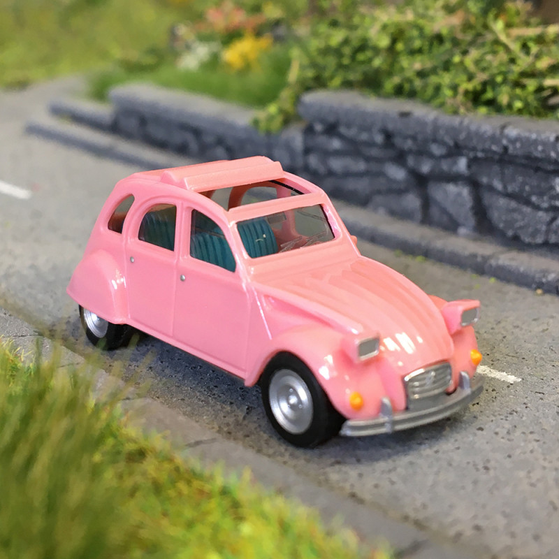 Citroën 2cv, cabriolet ouvert, rose, 1974 - HERPA 020824-008 - HO 1/87