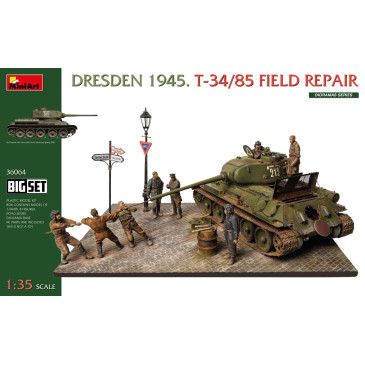 Dresde 1945,  réparation d'un T-34/85, big set - MiniArt 36064 - 1/35