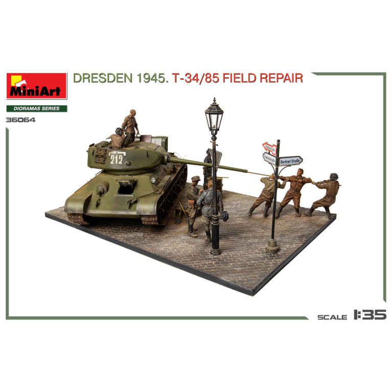 Dresde 1945,  réparation d'un T-34/85, big set - MiniArt 36064 - 1/35