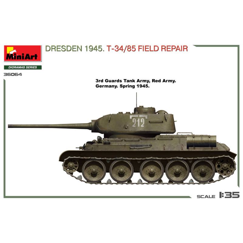 Dresde 1945,  réparation d'un T-34/85, big set - MiniArt 36064 - 1/35