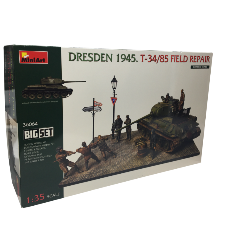 Dresde 1945,  réparation d'un T-34/85, big set - MiniArt 36064 - 1/35