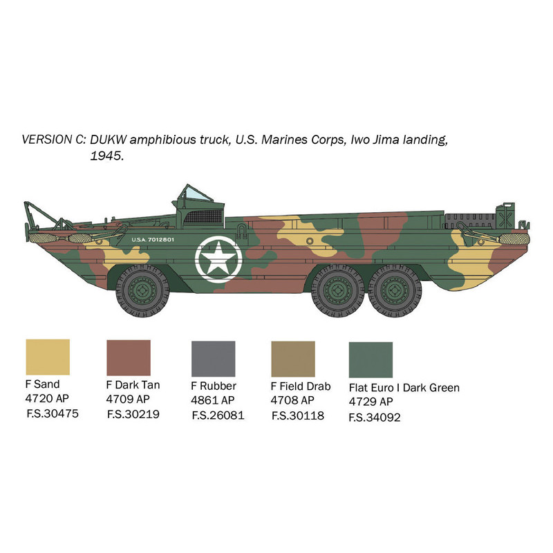 Camion GMC DUKW 2 ½ Tonnes, version amphibie, Anniversaire 80 ans D-Day - ITALERI 7022 - 1/72