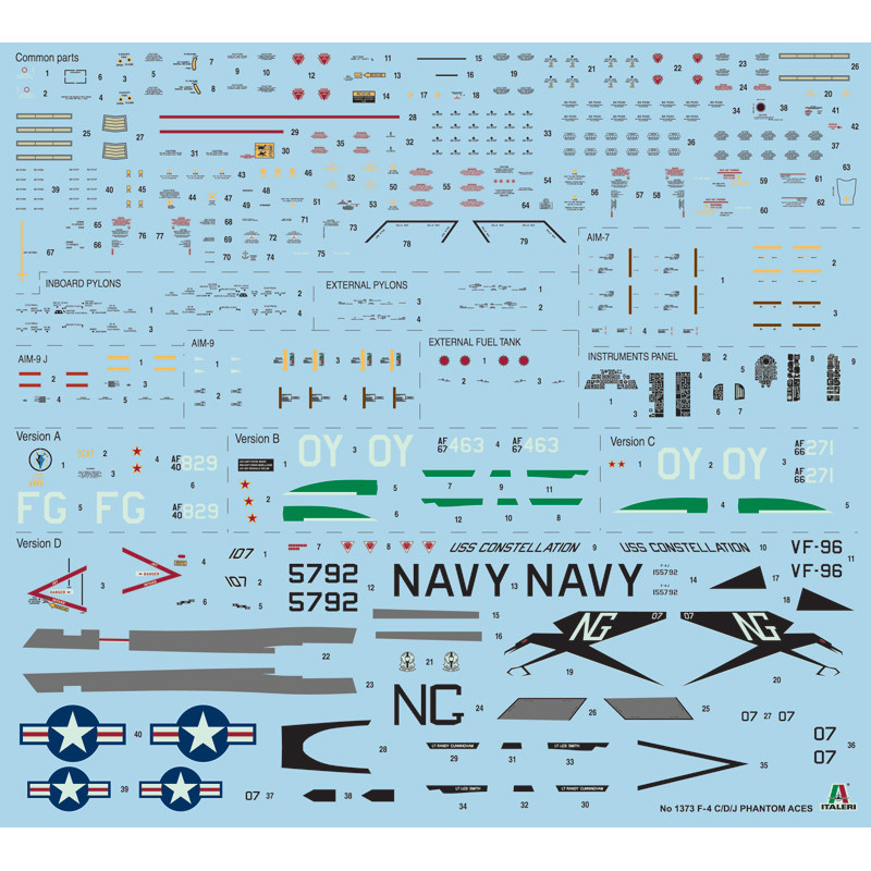 F-4C/D/J Phantom II , ACES USAF-US Navy Vietnam ACES - ITALERI 1373- 1/72