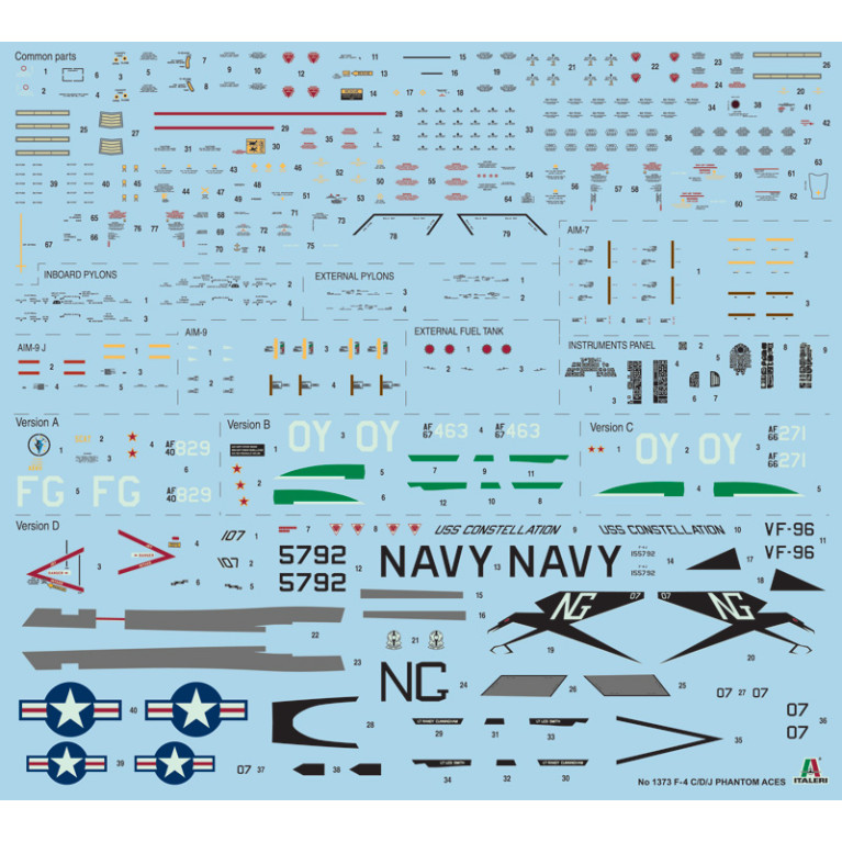 F-4C/D/J Phantom II , ACES USAF-US Navy Vietnam ACES - ITALERI 1373- 1/72