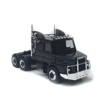 Tracteur routier Scania Hauber 142, 3 essieux 6x4, noir, 1984  - HERPA 319416 - HO 1/87