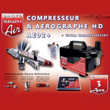 Coffret complet aérographe HD et compresseur - Prince August AE02+