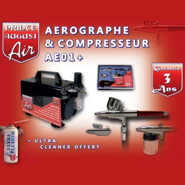 Coffret complet aérographe et compresseur - Prince August AE01+