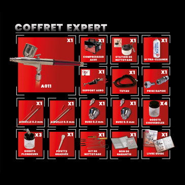 Coffret aérographe Expert + compresseur - Prince August AX11