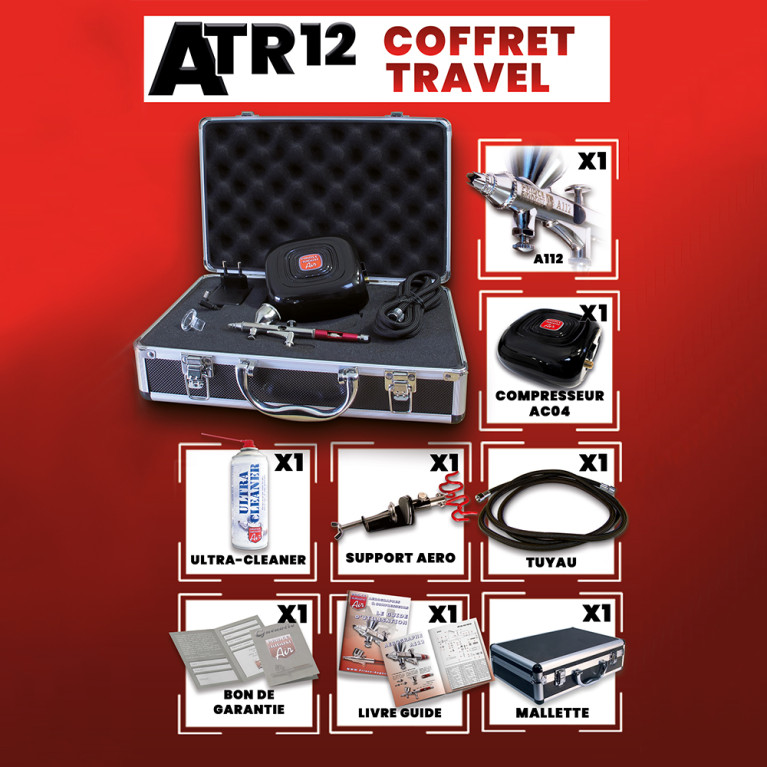 Coffret Aérographe Travel Haute Définition - Prince August ATR12