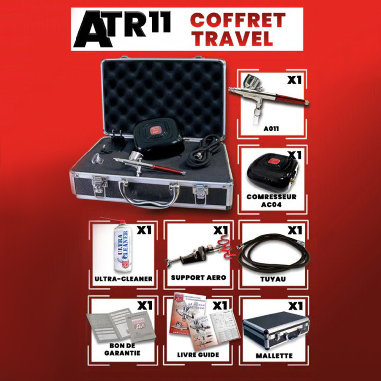 Coffret Aérographe Travel Ultra Polyvalent - Prince August ATR11
