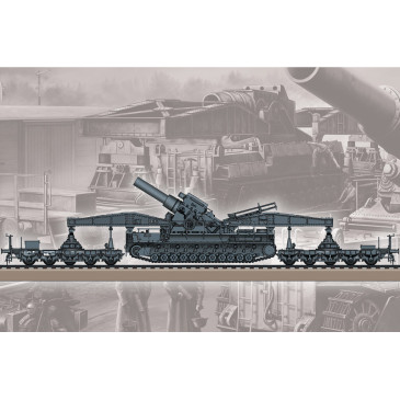 Train German Karl-Geraet 040/041 on Railway Transport Carrier - 1/72 - HOBBYBOSS 82961