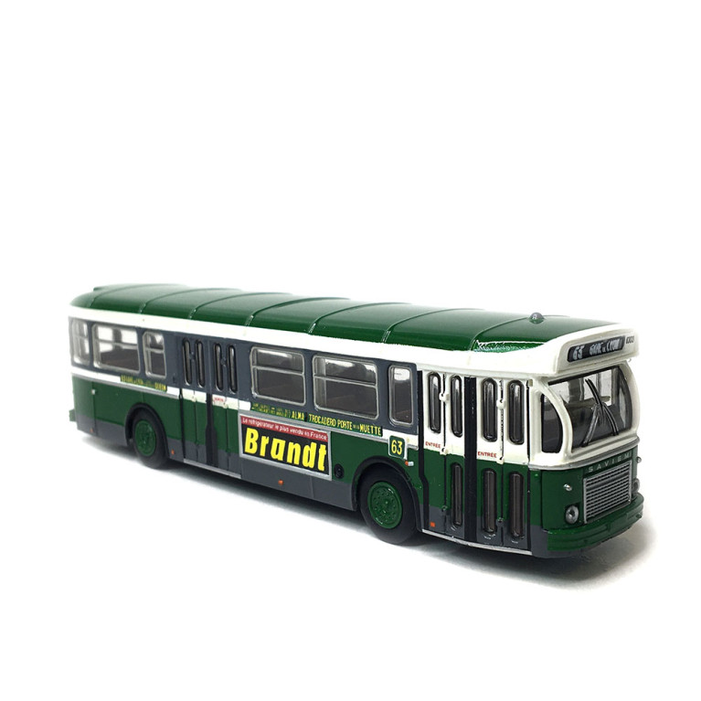 Autobus SAVIEM SC10, 0-4-4, RATP ligne 63 (Gare du Lyon - Porte de la Muette), 1974, exclusif - BREKINA 4363 - HO 1/87