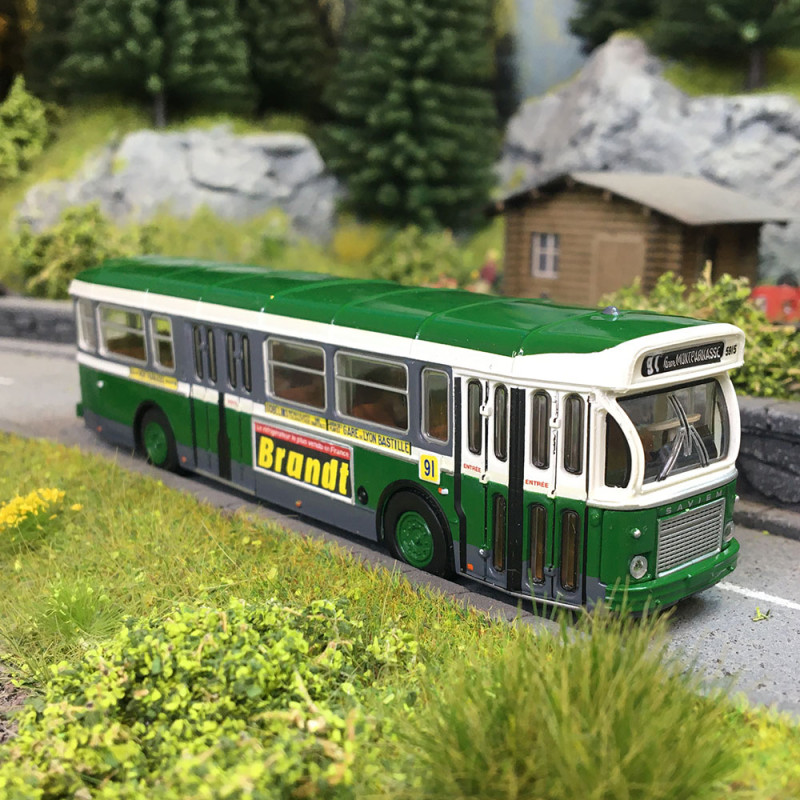 Autobus SAVIEM SC10, 0-4-4, RATP ligne 91 (Gare Montparnasse - Bastille), 1974, exclusif - BREKINA 4366 - HO 1/87
