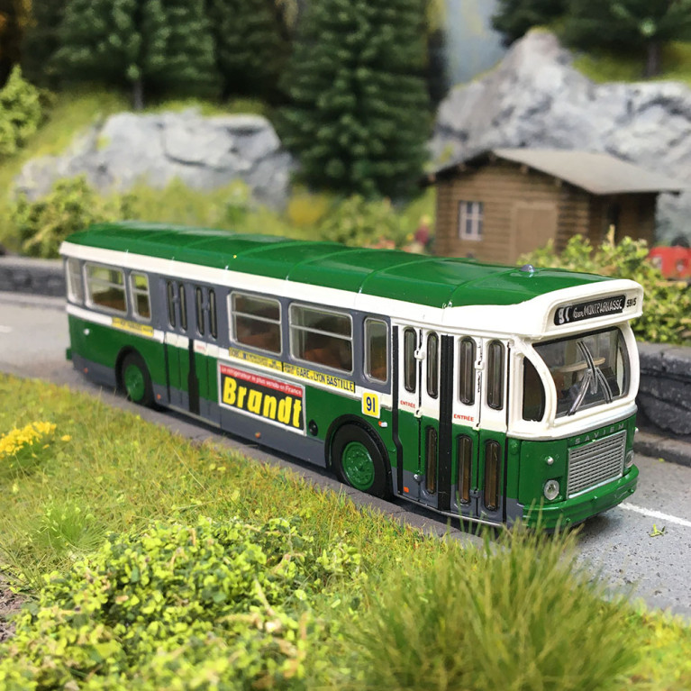 Autobus SAVIEM SC10, 0-4-4, RATP ligne 91 (Gare Montparnasse - Bastille), 1974, exclusif - BREKINA 4366 - HO 1/87