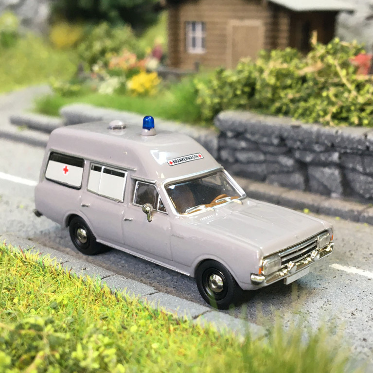 Opel Rekord, Ambulance, gris, 1968 - BREKINA 20671 - HO 1/87
