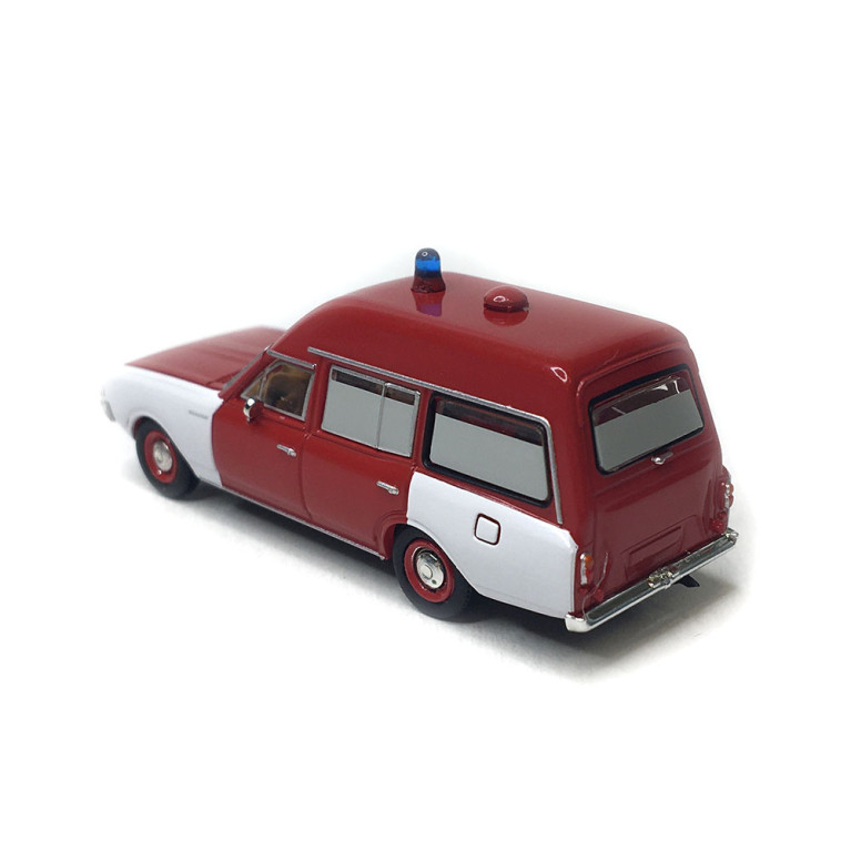 Opel Rekord C, Ambulance pompiers, rouge, 1968 - BREKINA 20675 - HO 1/87